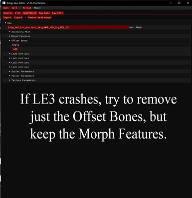 If LE1/2/3 crashes, just remove the Offset Bones, keep Morph