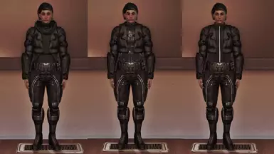 Femshep - Armored Fatigues - Black - L-&gt;R (Hoodie, Battle Dress, Vest)