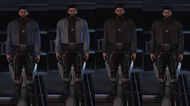 Jacket variants - Male Shepard - L-&gt;R (Plain, Distressed, Black, Distressed Black)