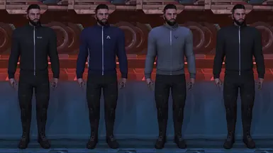 Zip-up &amp; Jeans - L-&gt;R (N7, Alliance, Spectre, Terminus) (Male Shepard)
