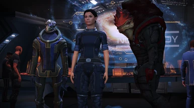 Garrus and Wrex wearing casual clothes on the Normandy