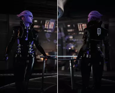 Black jacket with black bodysuit
