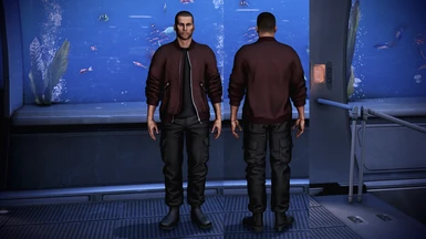 bomber jacket cargo pants redblack