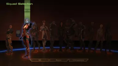 Install the provided Samara's New Armor UI.mem file for her new appearance in the Squad Selection