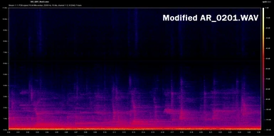 Spectrogram of audio now modified with Notch Filter to suppress frequencies at 6.2khz so the white noise isn't audible.