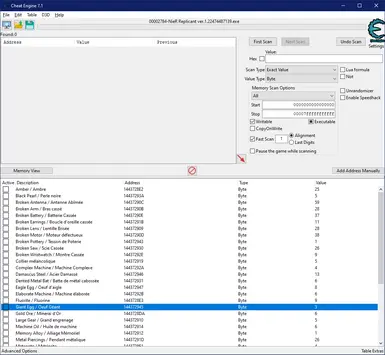 (Cheat Engine Table) Weapon Upgrade Materials (EN-FR)