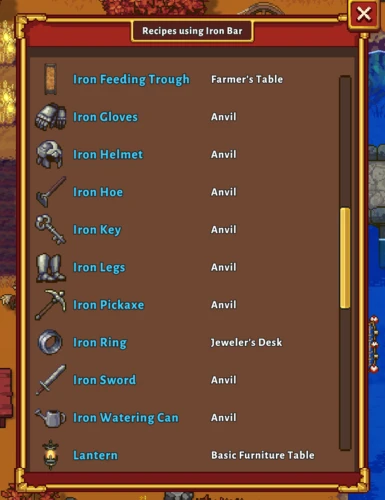 Craftable Items Info