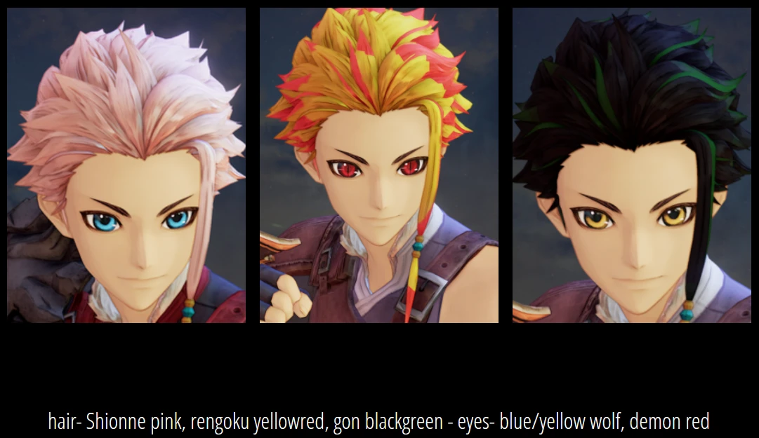 Standalone Hair color and eyes paks at Tales of Arise Nexus - Mods and ...