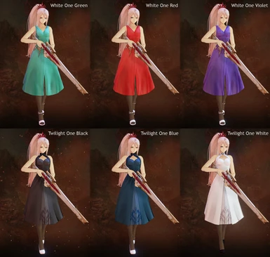 Recolors for Shionne's White and Twilight One Piece Dress and Shoes