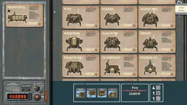 Buy menu interface