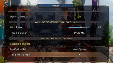 Custom In-Game Mod Menu API