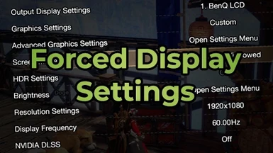 Forced Display Settings
