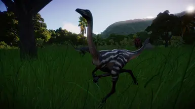 Something seems to be startling the Struthiomimus