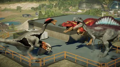 Therizinosaurus, Tyrannosaurus and Spinosaurus