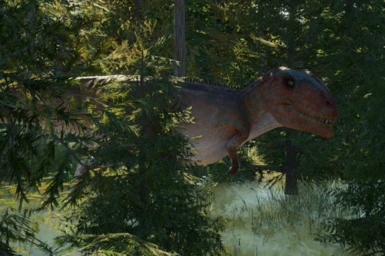Giganotosaurus emerging from trees