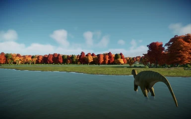 Iguanodon crossing the river