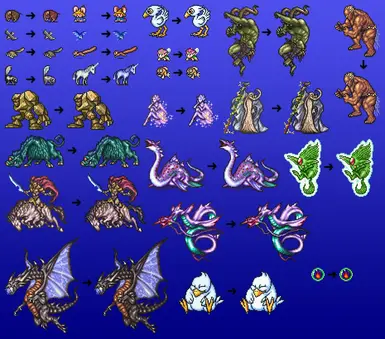 SNES Animals and Summon Sprites Redux