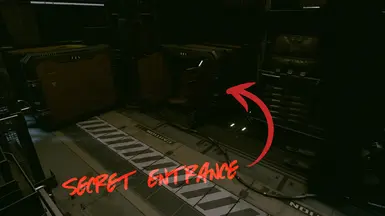 Secret entrance behind locked crate "880"