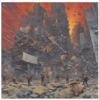 The Institute in flames (Fallout 4)