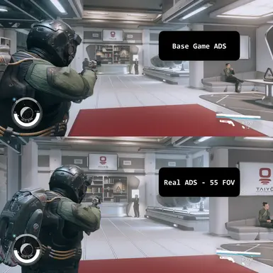 Base Game (FOV 75) vs Real ADS FOV 55