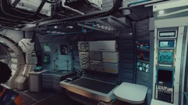 Solo nav console and trader com above cargo, research on wall to right