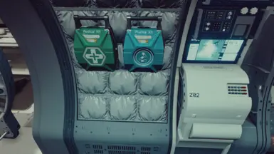 Tracker med lab (below containers invisible) and nav console locations