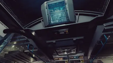 Tracker  decoration panel has been customized and is below monitors on ceiling  