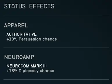 Clothing Effect in Status Effects