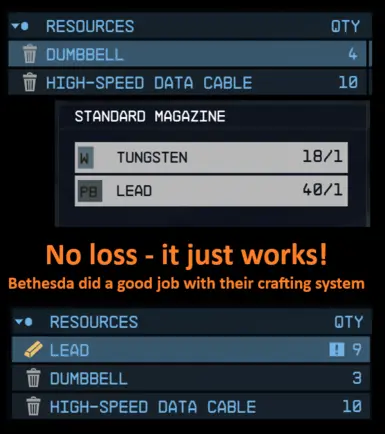 no loss, thank you Bethesda for a solid crafting system