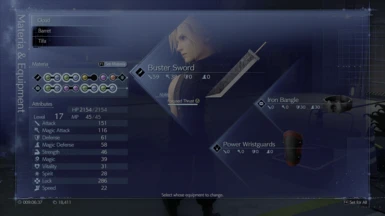 Buffed Starting Weapons and Armor Plus 8 Materia Slots