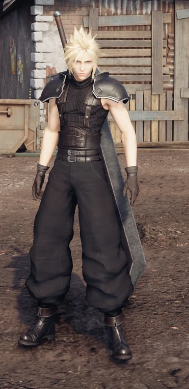 Zack Outfit Black Clothes (with darker shoulder pads)