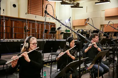 Flutists of BBC Symphony Orchestra in recording sessions for Spitfire Audio