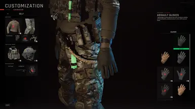 Green Assault gloves with branding