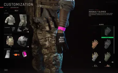 Black Assault gloves with white letters (fictional) // Image by Khuutznetsov