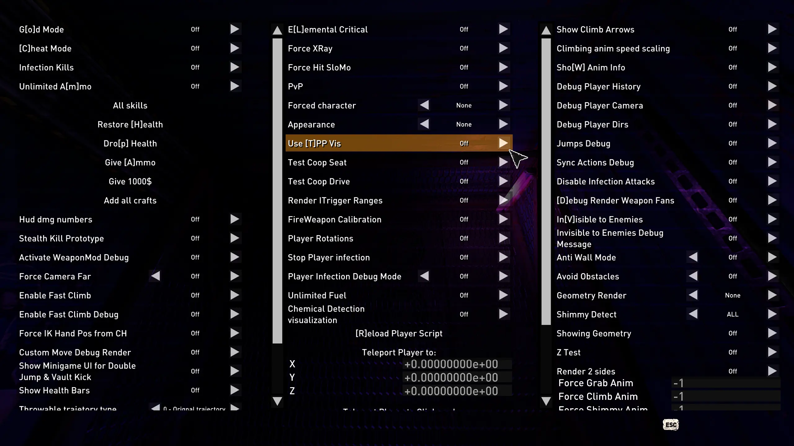 Dying light developer. Меню дайн Лайт 2. Dying Light 2 menu. Dying Light меню. Меню разработчика.