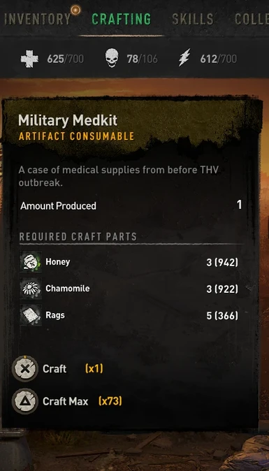 0.9.2 craft medkits when level 8 on the blueprint