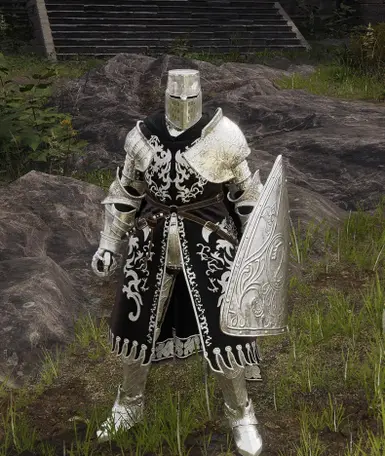 Look using 1 part from each of HonorKnight26's mods....  Greathelm, Banished Knight Armor, Veteran Gauntlets, Tree Sentinel Legs, Brass Shield