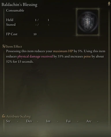 The original description didn't mention the debuff you get simply for possessing the item, nor did it mention the reduction of physical damage for using it. Also shows exact numbers for all of its effects.