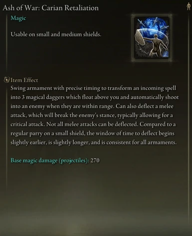 This description gives a comprison to how the parry included in this skill differs from the regular parry skill.