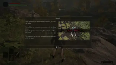 First Death Message - Tutorial Screen