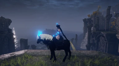 Blue Glow, White Mane & Tail (Black Body)