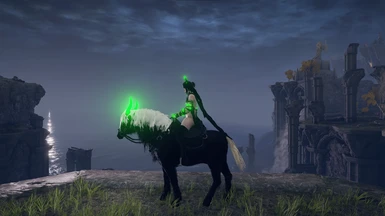 Green Glow, White Mane & Tail (Black Body)
