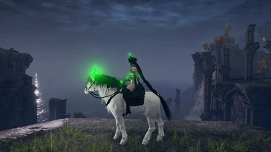 Green Glow, Black Mane & Tail (White Body)