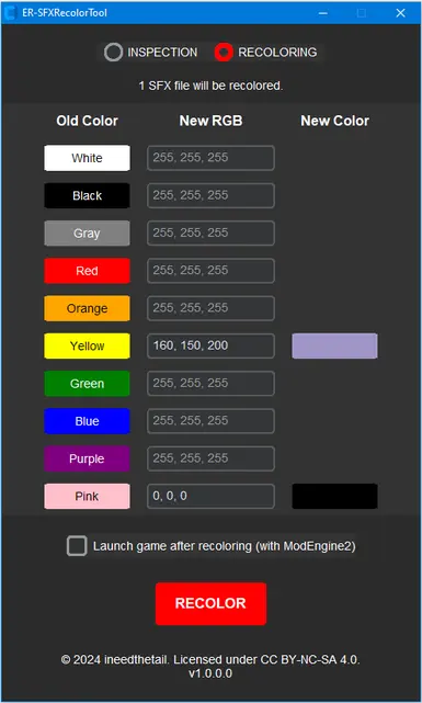 ER-SFXRecolorTool's Interface