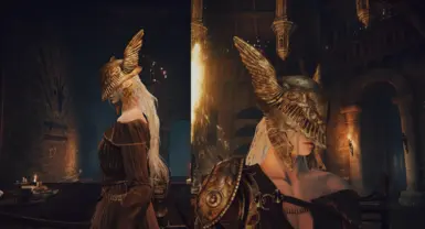 Malenia's Winged Helm with Player Hair - Messmer's Helm Replacer