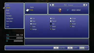 Relm's Spell List (Sprite not included)