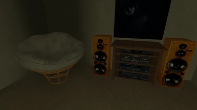 Papasan and dresser texture used on stereo system.