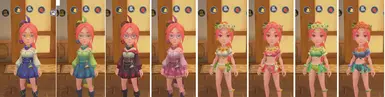 Elsie, use 2 if your base outfit is short hair, use 80 if your base outfit is long hair, all outfits immediately add ponytail