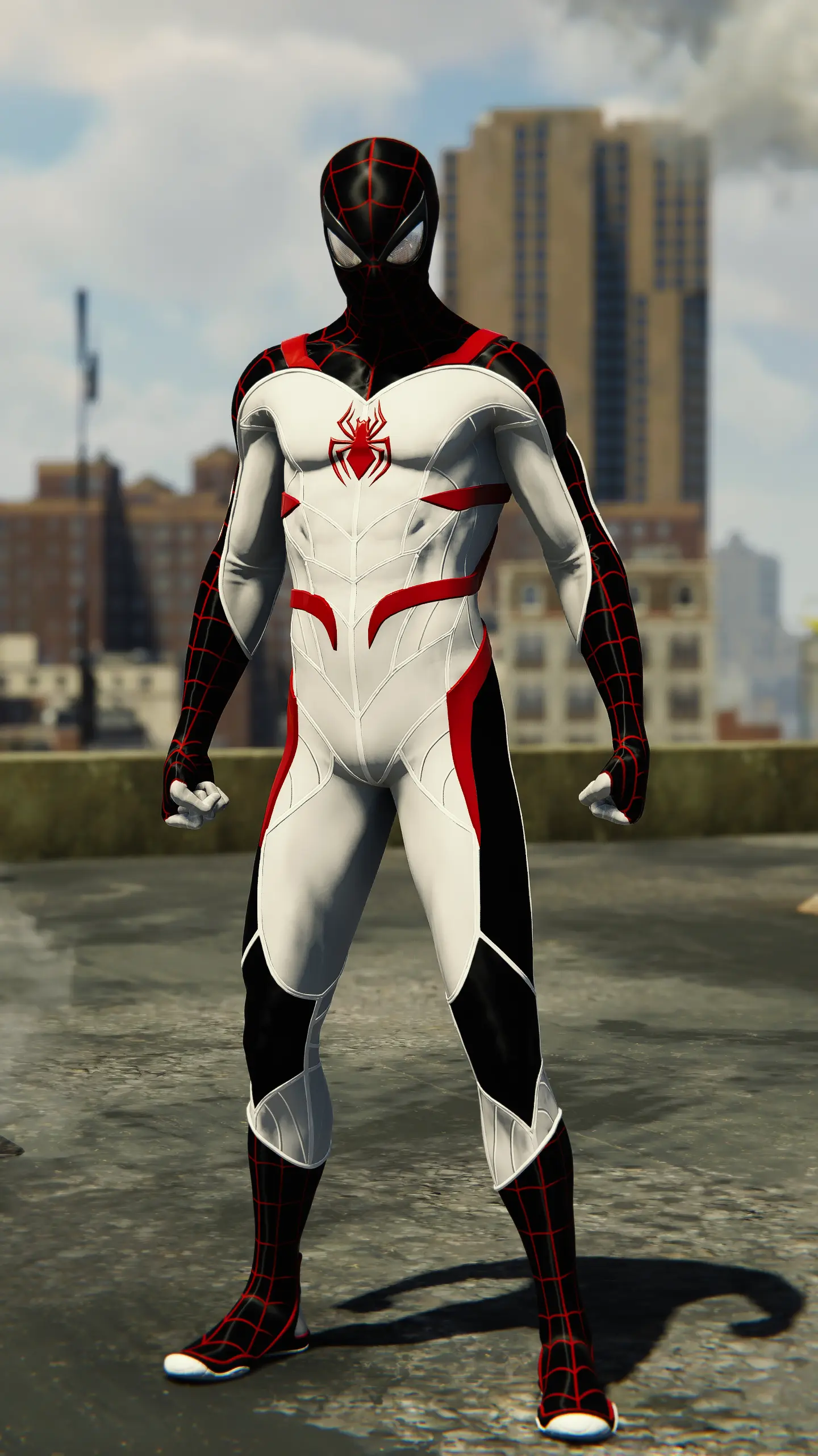 Miles Morales White and Black suit at Marvel’s Spider-Man Remastered ...