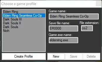 Game profiles list